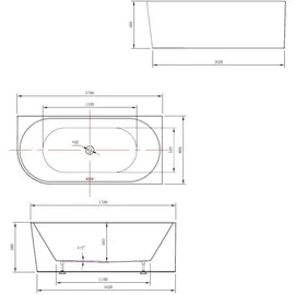 a&n&a aQualine TISA freistehende Badewanne 150 x 75 cm (E1575)