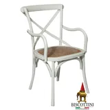 BISCOTTINI Stuhl Schwimmflügel Holz Rattan Stil Thonet Weiß Matt Made IN Italy