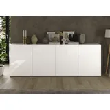 INOSIGN Sideboard »Rio Breite 240 cm, Kommode mit 4 Türen, Anrichte,« geriffelte MDF-Fronten, modern u. elegant, viel Stauraum weiß