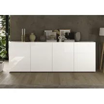 INOSIGN Sideboard »Rio Breite 240 cm, Kommode mit 4 Türen, Anrichte,« geriffelte MDF-Fronten, modern u. elegant, viel Stauraum weiß