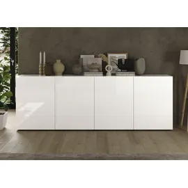 INOSIGN Sideboard »Rio Breite 240 cm, Kommode mit 4 Türen, Anrichte,« geriffelte MDF-Fronten, modern u. elegant, viel Stauraum weiß