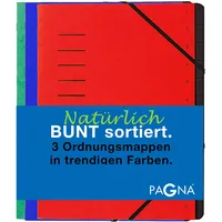 Pagna Ordnungsmappenset 12 Fächer Basic sortiert, Set mit 3