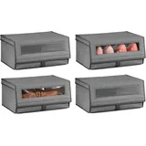 mDesign Aufbewahrungssystem 4er-Set Schuhaufbewahrung aus Stoff mDesign stapelbare Schuhbox dunk