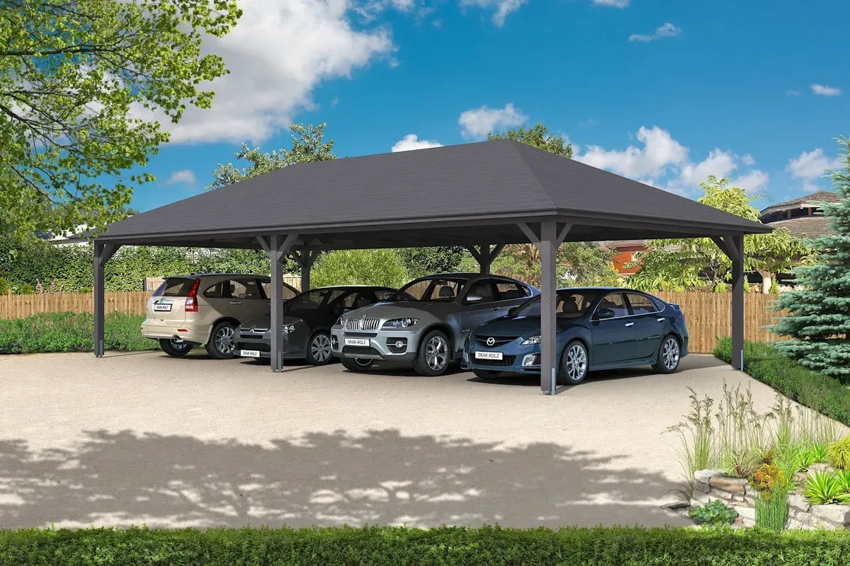 Skan Holz Carport Taunus 1176 x 634 cm-anthrazit Holzcarport