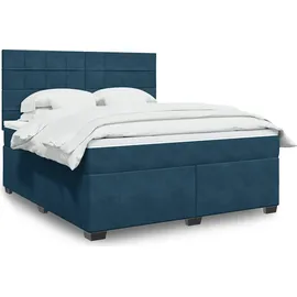 vidaXL Boxspringbett mit Matratze Blau 180x200 cm Samt