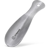 ZOMAKE Mini Schuhlöffel Klein Metall 19cm,Kurz Schuhanzieher Edelstahl Shoe Horn - Silber Kleiner Schuhlöffel mit Wandhalterung