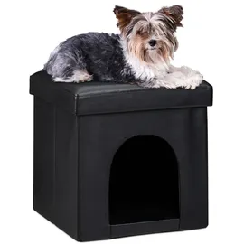 Relaxdays Sitzhocker mit Hundebox schwarz 38,0 x 38,0 x 38,0 cm