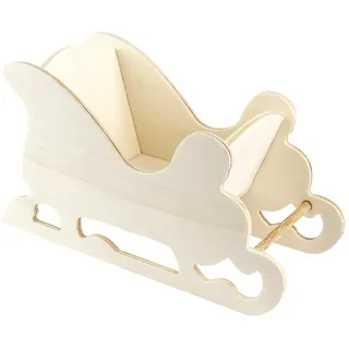 Ideen mit Herz Deko-Schlitten, Design 4, 9,5cm x 17,5cm x 7,5cm, natur | Dekoration für Weihnachten, Advent, Winter, Weihnachtsbaum, Tannenbaum, Christbaum