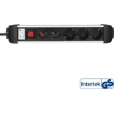 InLine InLine® Steckdosenleiste Alu, 3-fach Schutzkontakt, mit Ü-Schutz, Schalter, 1,5m