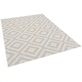 Pergamon In & Outdoor Teppich Flachgewebe Marbella Fliesenoptik Grau 80x150cm