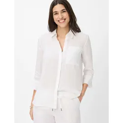Kurzarmbluse BRAX "Style VICKI", Damen, Gr. 36, weiß, 100% Leinen, Blusen