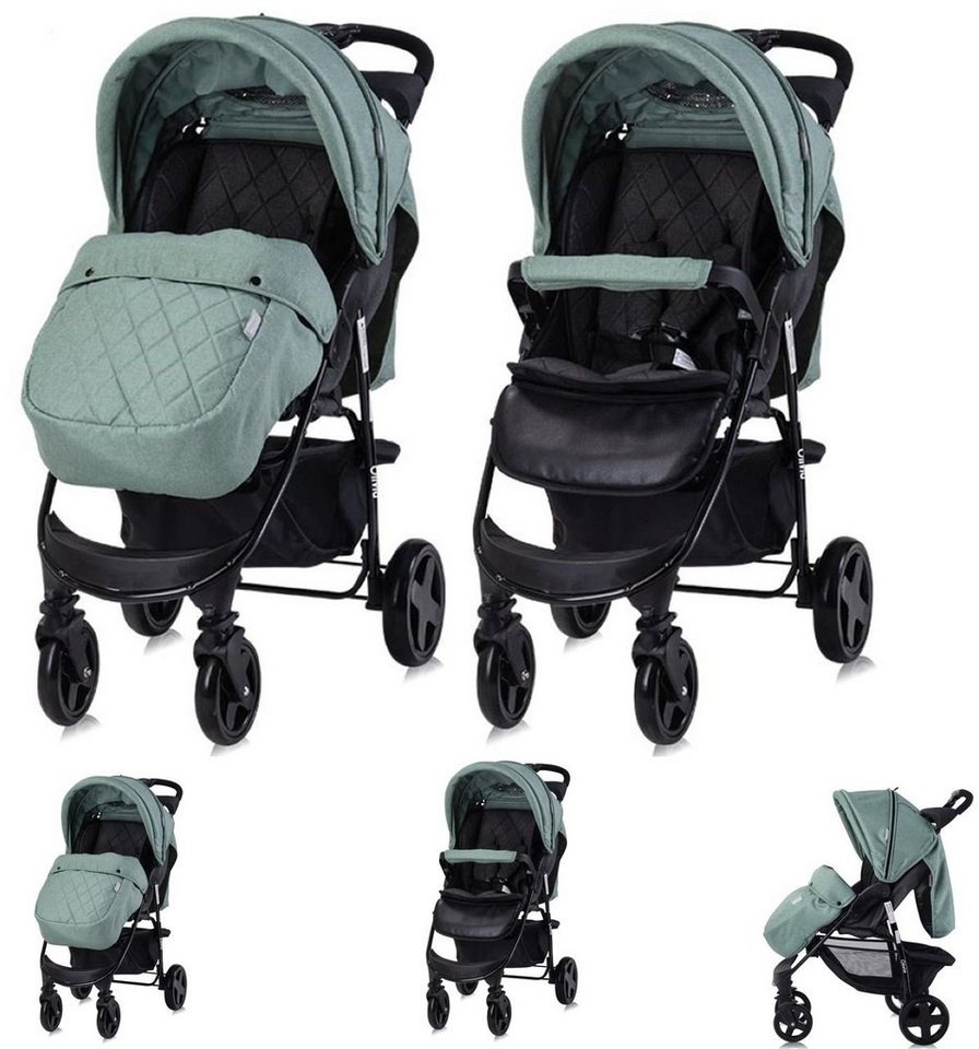 Lorelli Kinder-Buggy Kinderwagen Buggy Olivia, Zubehörbox, Fußabdeckung, verstellbar, Korb grün