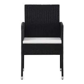 vidaXL Gartenstühle mit Kissen in Cremeweiß 2 Stk. Schwarz Polyrattan