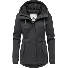 Ragwear Damen, gefütterte, Wasserfeste warme Jacke mit Kapuze in atmungsaktiver Fleece Woll-Optik Monadde Felt YOUMODO Dark Grey Gr. 3XL - 3XL