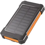 LogiLink Solar Powerbank 6000 mAh mit Taschenlampe und 2X USB-A Ladeports, IP44 Schutzklasse