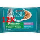 12 X Purina One Cat Indoor Formula 4 Beutel À 85 Gramm (2 Kalbfleisch Und Karo