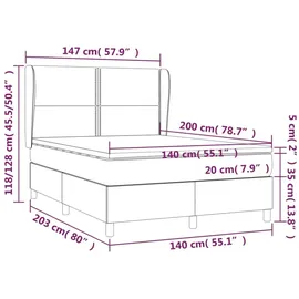 vidaXL Boxspringbett 140 x 200 cm H2 Grau