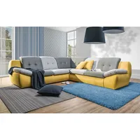 Ecksofa Schlafsofa PEDRO Gelb / Grau Länge Schenkel Links