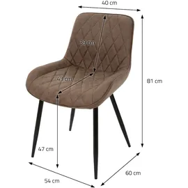 ML-Design 4er Set Esszimmerstühle mit Rücken- und Armlehnen, Braun, PU-Kunstleder