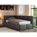 MKS JUGENDBETT ARVO 90/200 - Grau Kunstleder - Foam-Matratze - Links Seite