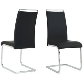 Möbilia Freischwinger Kunstleder schwarz 2er Set