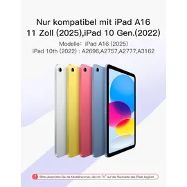 Inateck Hülle mit Tastatur für iPad 10 Generation,Tastatur mit Touchpad für iPad 10th Gen 10,9 Zoll 2022,Abnehmbare,7-Farbiger Hintergrundbeleuchtung,Hoch-/Querformat Ständer,QWERTZ,KB04112