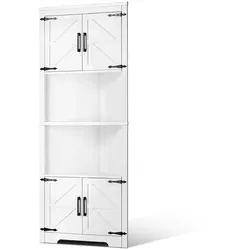 VEVOR Eckschrank Mehrzweckschrank 171cm 4 Holztüren Verstellbare Regale Weiß