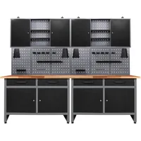 Ondis24 Werkstatt-Set Metall 240 cm grau/schwarz