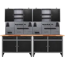 Ondis24 Werkstatt-Set Metall 240 cm grau/schwarz