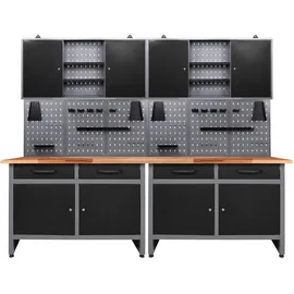 Ondis24 Werkstatt-Set Metall 240 cm grau/schwarz