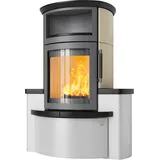 Kaminofen HARK 44-5.34 GT ECOplus 8 kW - Ofenkacheln: Quarz-Weiß/Opak-Schwarz - Korpus: titan