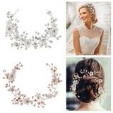 2 Stück Haarschmuck Hochzeit, Braut Haarschmuck Blumen Kopfschmuck Braut Haarschmuck Hochzeit Haardraht Haarband Damen,Kommunion Haarschmuck für Frauen Mädchen