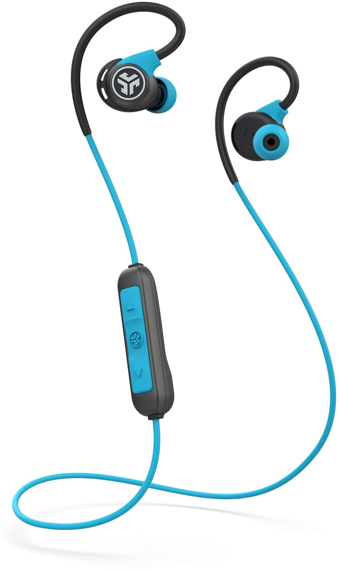 Jlab Audio Fit Sport 3 Bluetooth Kopfhörer In Ear - Wireless Ohrhörer mit flexiblen Memory-Wire-Ohrhaken, IP55-Schweißbeständigkeit, Geräuschisolierung und benutzerdefiniertem EQ3-Sound, Blau