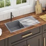 vidaXL Handgefertigte Küchenspüle Edelstahl - Silber