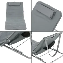 [en.casa] Cellorigo Strandliege 160 x 49 x 42 cm Dunkelgrau