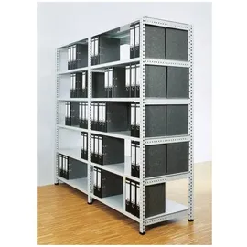 Scholz 464223 Aktenregal 120,0 x 60,0 x 228,0 silberfarben