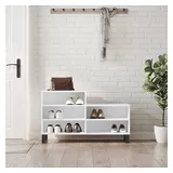 furnicato Schuhschrank Weiß 102 x 36 x 60 cm aus Holzwerkstoff und Metall (1-St) Stabiles Schuhregal mit 5 Fächern, Wandhalterung und Ablagefläche weiß