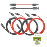 SOLARTRONICS Solarkabel Doppelpack 4x 2 Meter 4mm2 H1Z2Z2-K Schwarz & Rot mit Solarsteckern - Photovoltaik Verlängerungskabel Solarleitung 4qmm - UV-beständig - Made in Germany - (4x 2m)