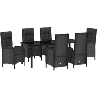 VidaXL 7-teiliges Garten-Esszimmer-Set Schwarz Poly-Rattan