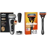 Bundle Braun Series 9 Pro+ Rasierer Herren Elektrisch, ProTrimmer & Ladestation Made in Germany, 9517s + Gillette Fusion 5 Nassrasierer Herren, TESTSIEGER VON GILLETTE BEI STIFTUNG WARENTEST