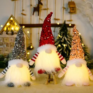 ACAREY Weihnachtsdeko 3 Stück Weihnachten Deko Wichtel mit LED Licht Weihnachtswichtel Plüsch Wichtel Figuren Mit LED Wichtel Zubehör Weihnachten Figure Für Weihnachtsdeko Innen