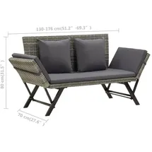 vidaXL Gartenbank 176 x 70 x 80 cm Grau