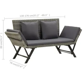 vidaXL Gartenbank 176 x 70 x 80 cm Grau