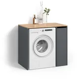 livinity Waschmaschinenschrank Paolina 93,6 x 88,2 cm Anthrazit/Goldkraft Eiche