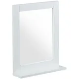 Relaxdays Wandspiegel, mit Ablage, Bad, Wohnzimmer, Flur, eckig, modern, Mdf, Badezimmerspiegel, Hbt: 49x40x10 cm, weiß