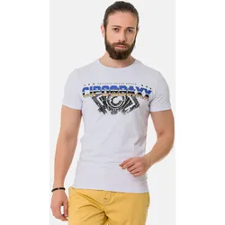 T-Shirt CIPO & BAXX "T-Shirt", Herren, Gr. XL, weiß, 95% Baumwolle;5% Elasthan, bedruckt, casual, regular fit, Rundhals, Kurzarm, Shirts, extravaganter Marken-Schriftzug