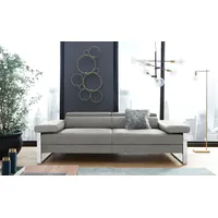 2-Sitzer W.SCHILLIG "finn", grau (steel s22), B:230cm H:71cm T:106cm, Flachgewebe S22 (100% Polyester);Stoff S37 (100% Polyester);Longlife Xtra-Leder Z59: Glattleder mit modischer Prägung. Hautstärke 0, 9 - 1, 1 mm, Sofas, German Design Award 2016, Fußgestell Chrom glänzend, Breite 230 cm