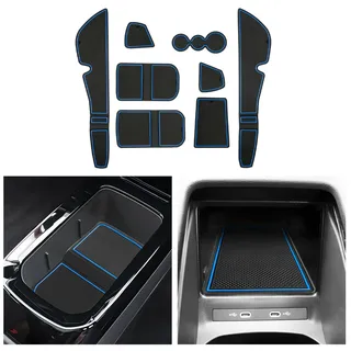 CDEFG Kompatibel mit VW Volkswagen ID.4 ID.5 GTX Pro 2020-2023 2024 Gummimatten Mittelkonsole Antirutschmatten rutschfest Becherhalter Gummi Matte Armlehne ID.4 ID.5 Zubehör (Blau)