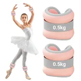 Gewichtsmanschetten Fuß 2 Stück (je 0,5 kg), Gewichte für Beine und Arme für Anfänger und Kinder, Ankle Weights, Handgelenk Gewichte, Fußgewichte Ideal für Pilates, Yoga, Jogge, Lichtrosa
