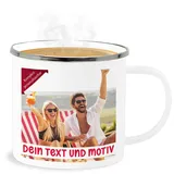 Emaille Becher Blechbecher - Bild - Eigenem Foto Geschenk - 300 ml - Weiß Silber - blech tasse tassen bedrucken selbst gestalten blechtassen personalisierte teetasse name häferl namensbecher